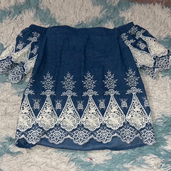 Denim off the shoulder top - Picture 1 of 2